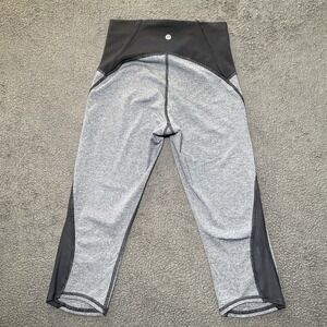 Black Gray Lululemon Casual Athletic Leggings Yoga Gym Pants Women's Size 6